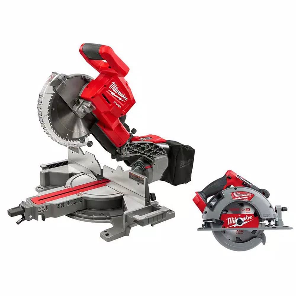 Milwaukee M18 FUEL 10 in. Dual Bevel Sliding Compound Miter Saw & 7-1/4 in. Circular Saw Combo Kit