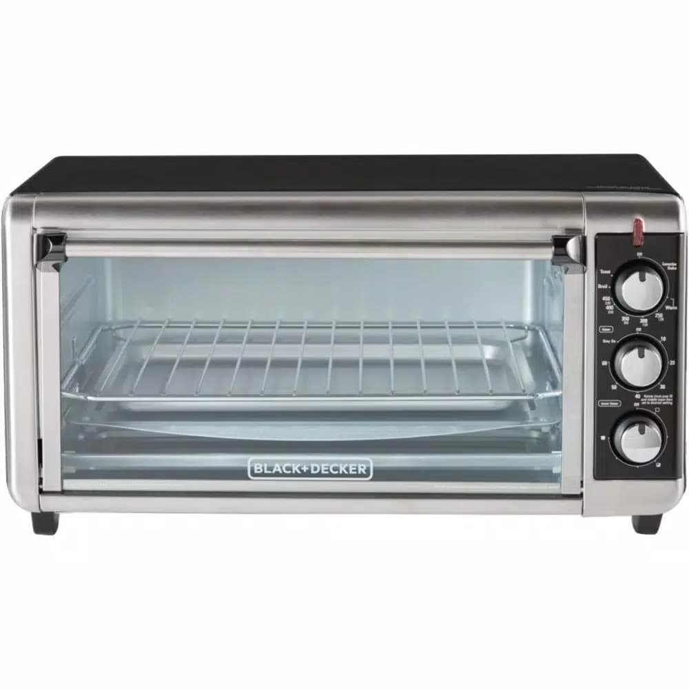 BLACK+DECKER 1500W 8-Slice Stainless Steel Convection Toaster Oven with Broiler