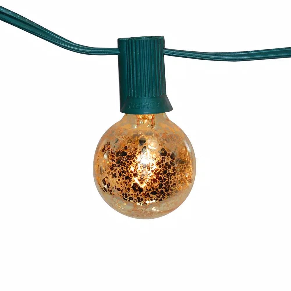 LUMABASE 25 ft. 25-Light Gold Mercury Globe String Lights, Weather Resistant Incandescent Decor