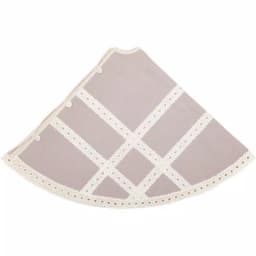 VHC Brands 48 in. Grey Margot Farmhouse Christmas Tree Skirt with Diamond Lace and Chambray thumbnail 3