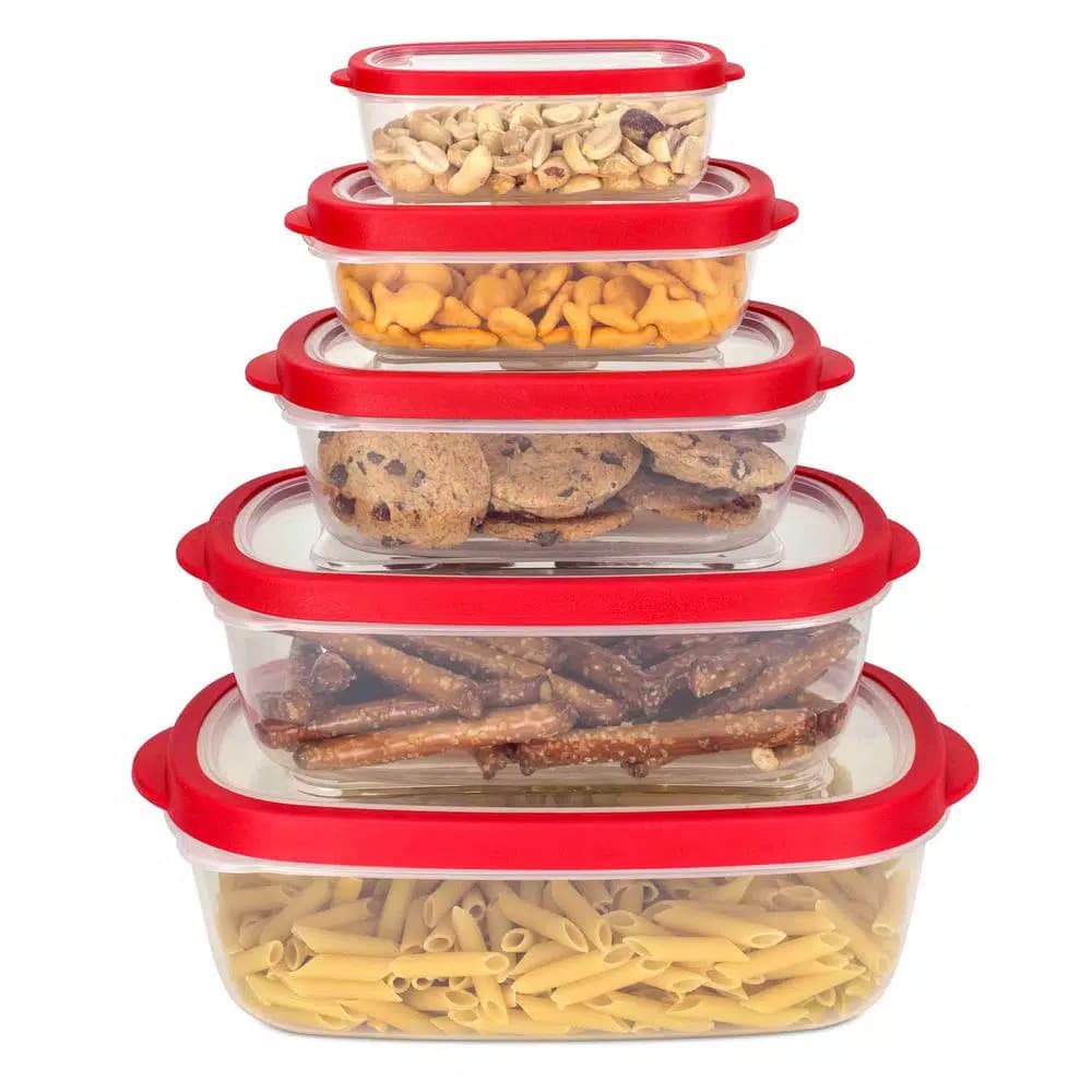 Home Basics 5-Piece Clear Plastic Food Storage Container Set with Snap-On Lids