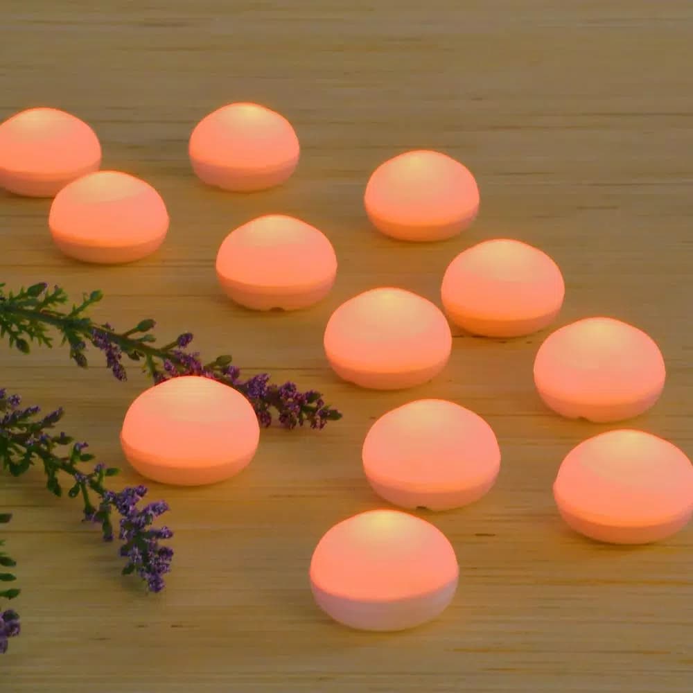 LUMABASE Orange Floating Blimp LED Lights, Waterproof Battery Operated Decorative Lights (12-Count)