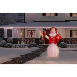 Unbranded 8 ft. Pre-Lit Inflatable Jolly Holiday Snowman Greeter with Sign, LED Lights thumbnail 2