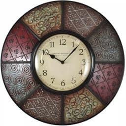 FirsTime 20.5 in. Round Patchwork Wall Clock, Multicolor Modern Quartz Movement thumbnail 2