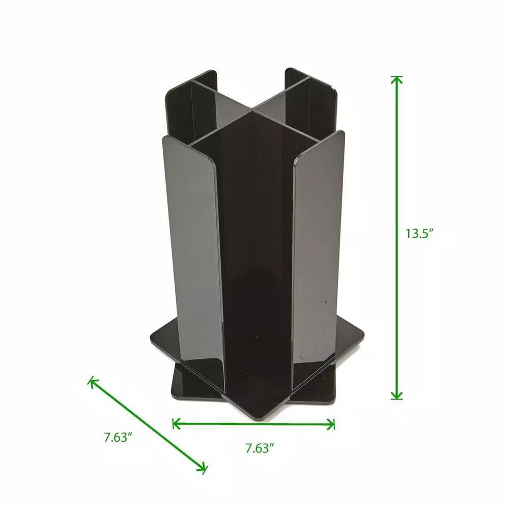 Mind Reader 4-Compartment Rotating Black Acrylic Cup and Lid Dispenser