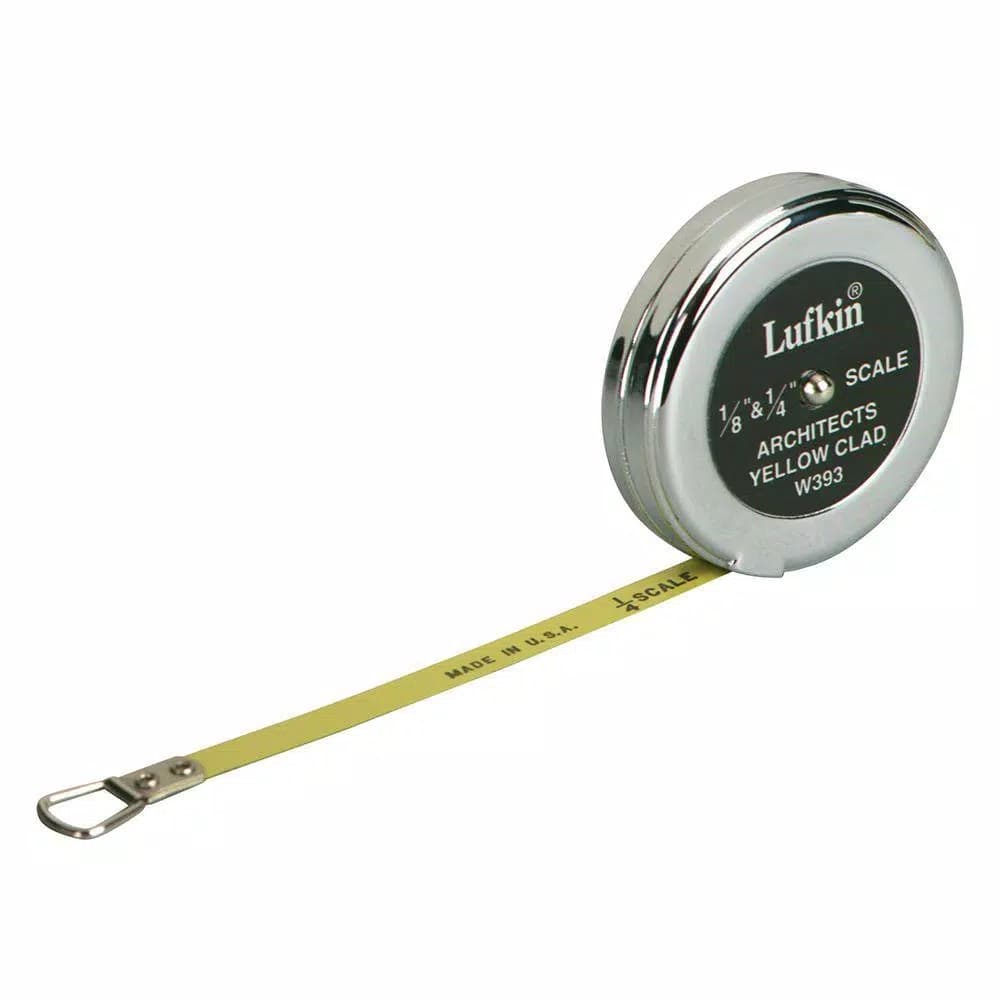 Lufkin 5 ft. Architect Foot Pocket Scale Tape, 1/4 in. Yellow Clad Blade