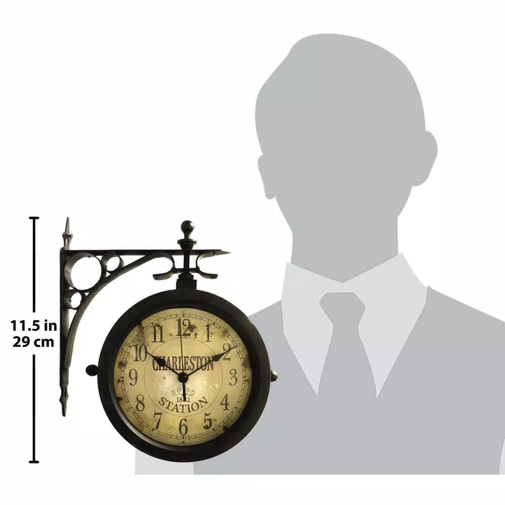 Infinity Instruments Charleston 8 in. Round Double-Sided Outdoor Wall Clock & Thermometer