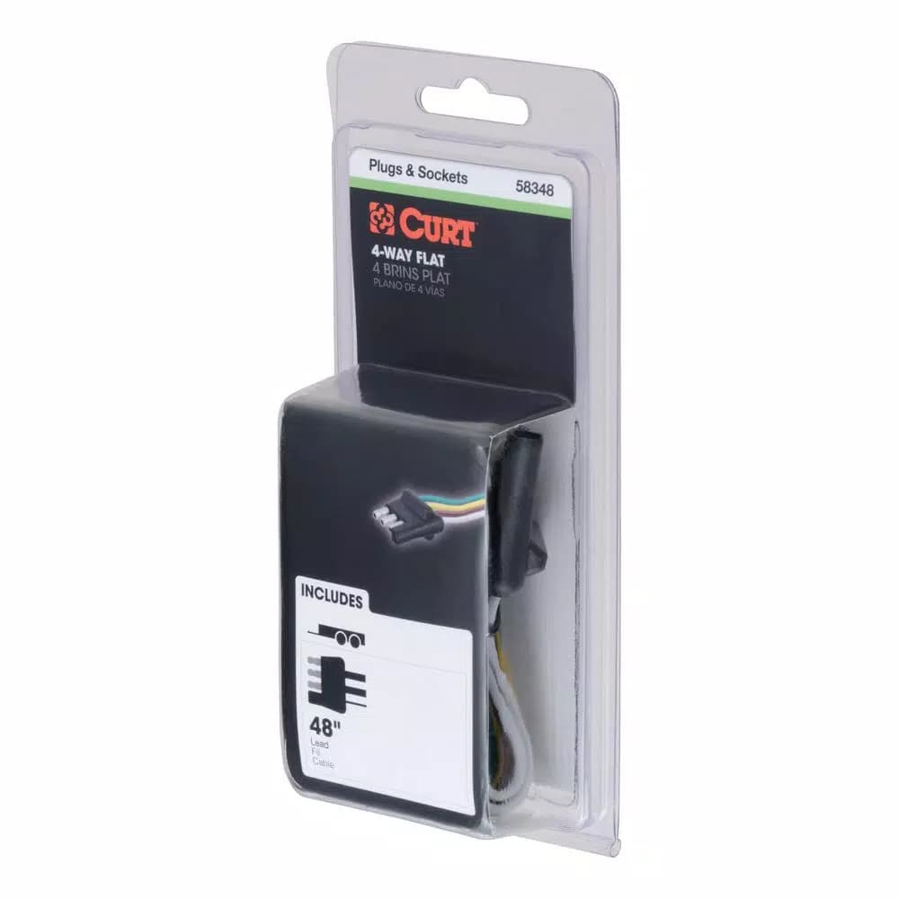CURT 4-Way Flat Trailer Side Connector Plug with 48" Color-Coded Wires
