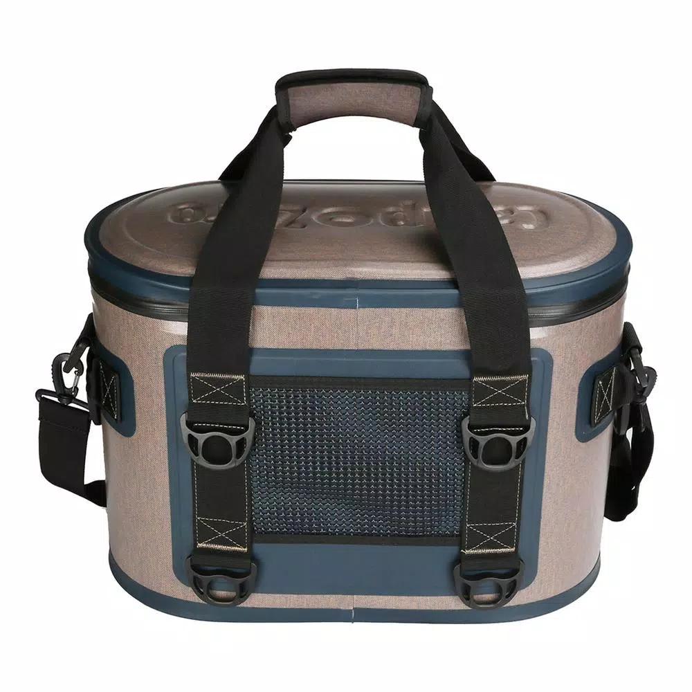 Camp-Zero 17.6 Qt. Soft Side Cooler, 30-Can Capacity, Beige and Blue