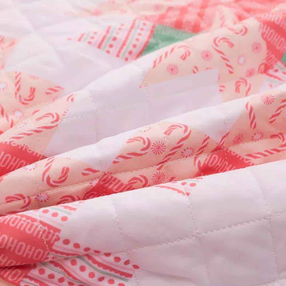 Country Living 48 in. Retro Star Quilted Tree Skirt, Reversible Blush Pink Microfiber