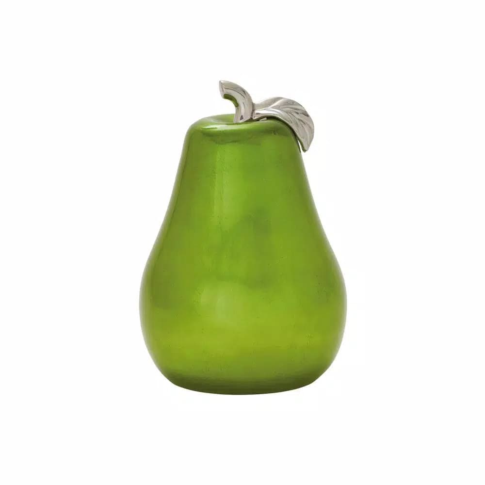 LITTON LANE Modern Reflections 16 in. Emerald Green Ceramic Decorative Pear Sculpture