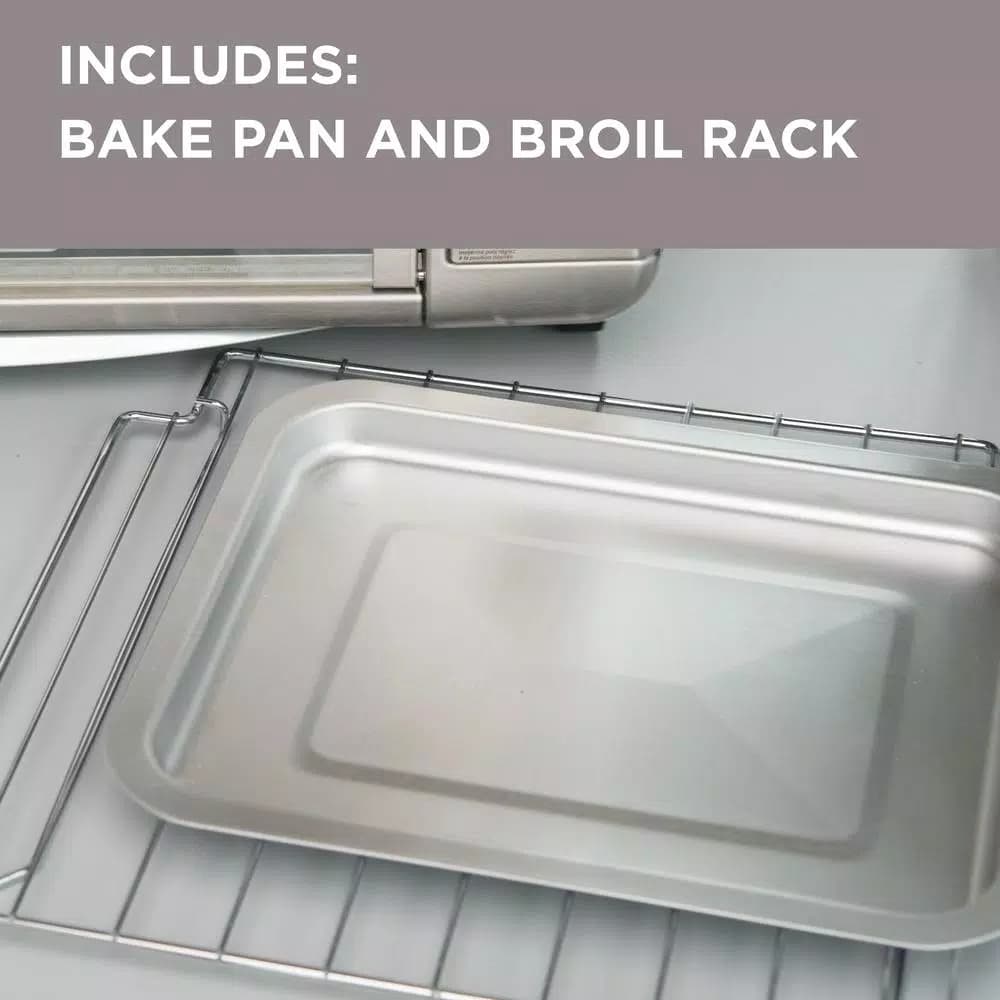 BLACK+DECKER 1500W 6-Slice Convection Toaster Oven with Broiler Pan, Black and Silver