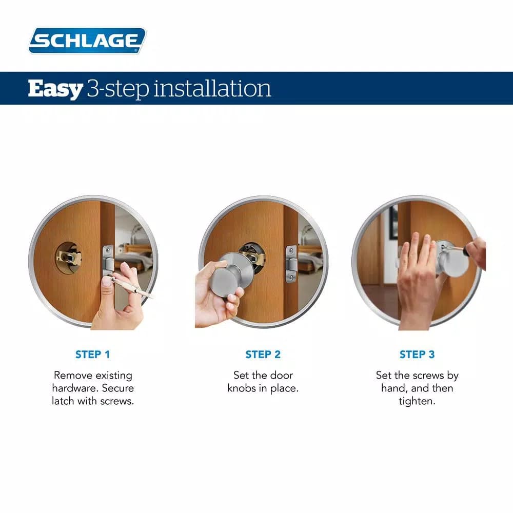 Schlage Orbit Satin Chrome Keyed Entry Door Knob, ANSI Grade 1