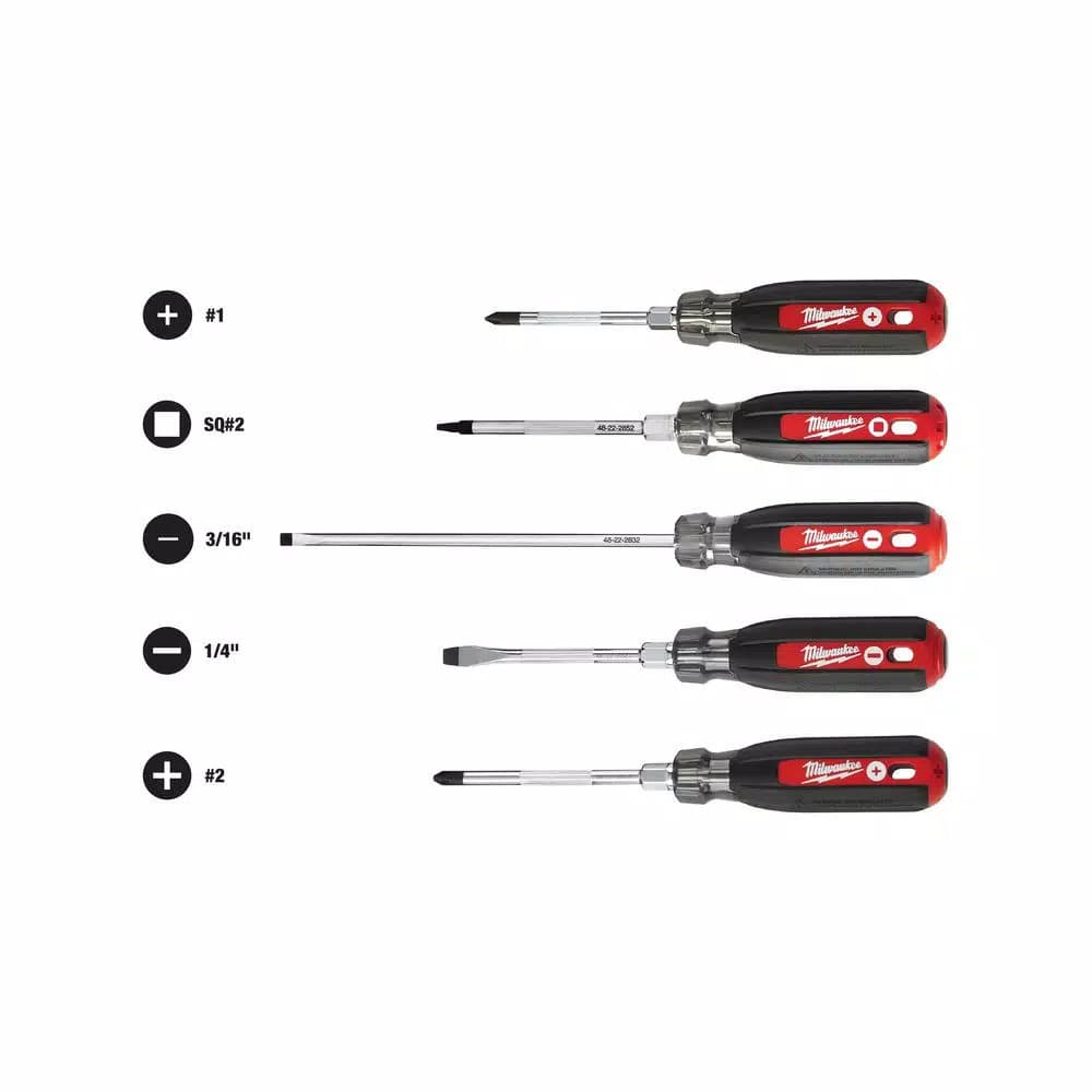 Milwaukee 5-Piece Cushion Grip Screwdriver Set with Tactile ID