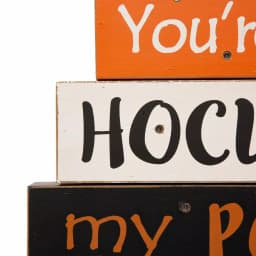 Glitzhome 11.54 in. LED Lighted Halloween Wooden Word Block Decor - Hocus Pocus Sign thumbnail 3