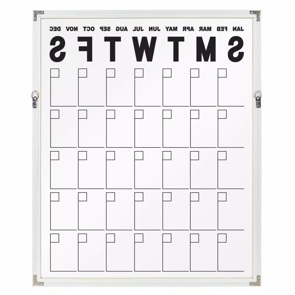 Kate and Laurel Calter White Acrylic Monthly Erasable Wall Calendar Memo Board