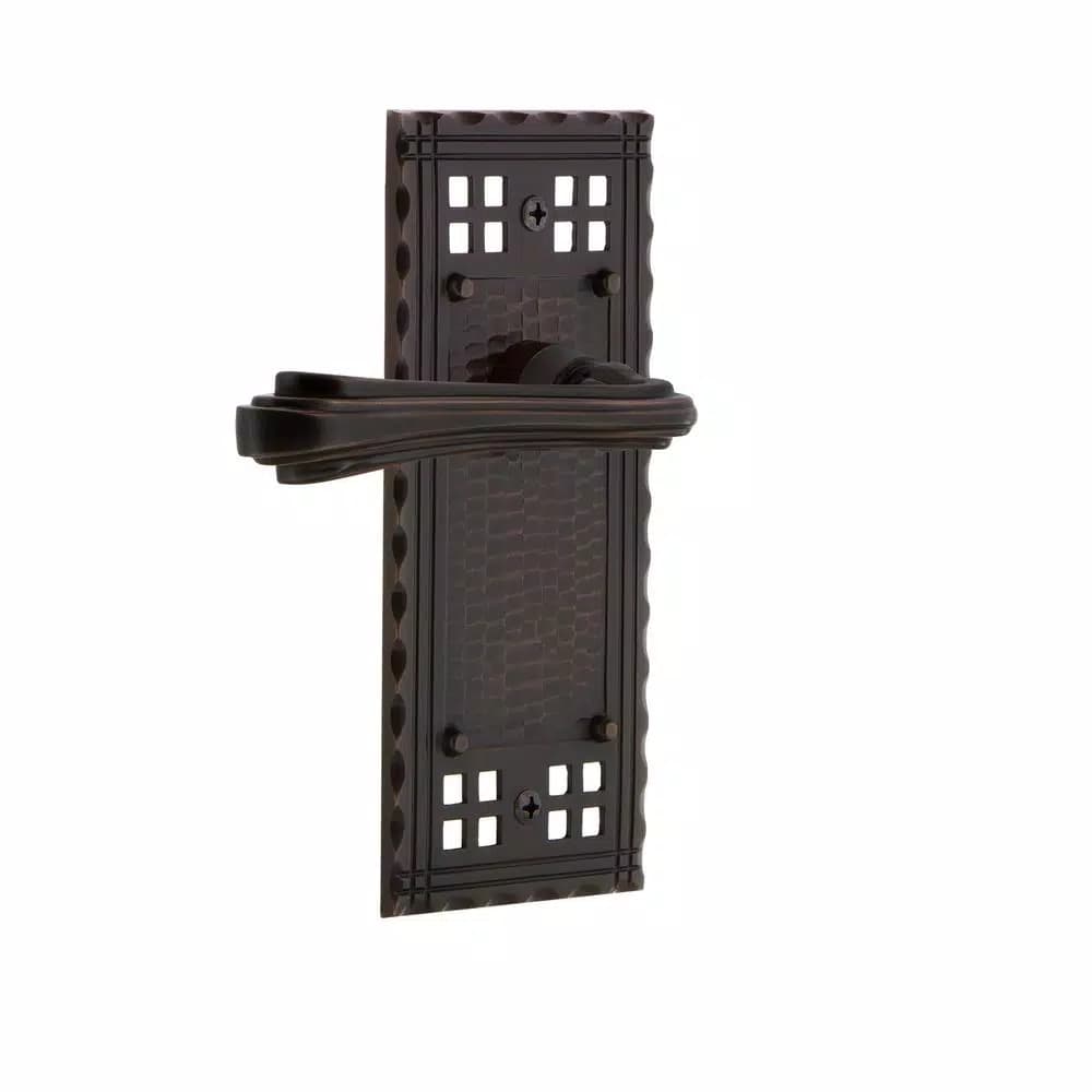 Nostalgic Warehouse Craftsman Fleur Passage Lever, Timeless Bronze, 2-3/8 in. Backset