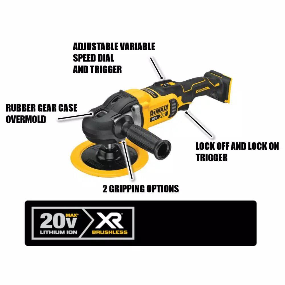 DEWALT 20V MAX XR Cordless Brushless 7 in. Variable Speed Rotary Polisher (Tool-Only)