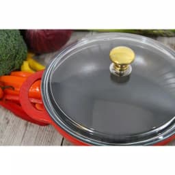 Chasseur 7 in. Red Enameled Cast Iron Mini Wok with Glass Lid thumbnail 4