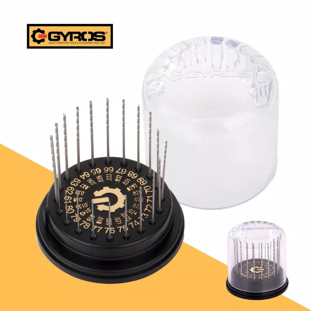 Gyros Carbon Steel Wire Gauge Drill Bit Dome Set, #61 - #80 (20-Piece)