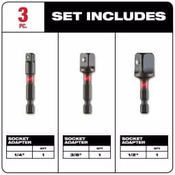 Milwaukee SHOCKWAVE Impact Duty 1/4 in. Hex Shank Socket Adapter Set, 3-Piece thumbnail 2