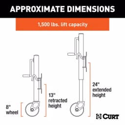 CURT Marine Trailer Jack with 8" Wheel, 1,500 lbs. Capacity, 10" Travel thumbnail 9