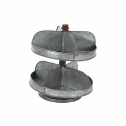 LITTON LANE Industrial Arts 2-Tier Iron Tray Stand with Galvanized Finish, Gray thumbnail 5