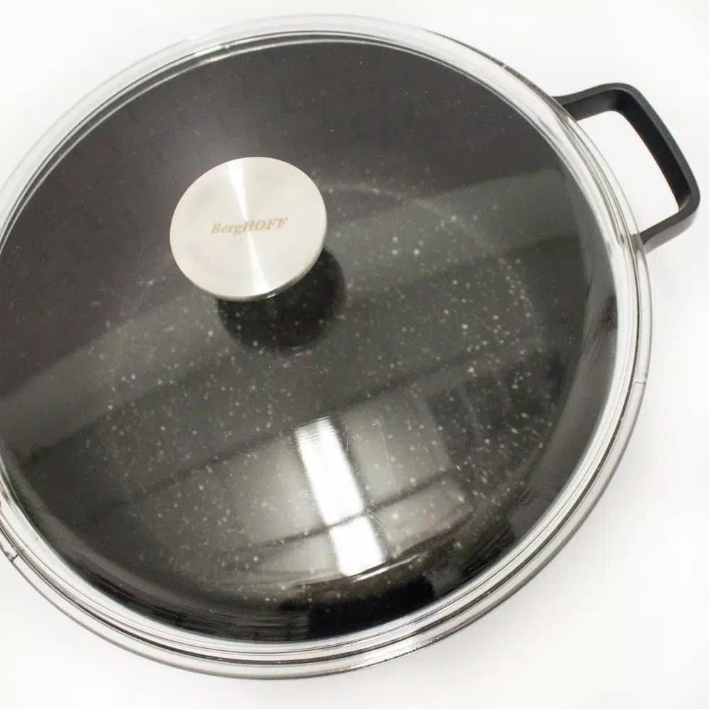 BergHOFF GEM 7.7 qt. Cast Aluminum Nonstick Stock Pot with Glass Lid, Black