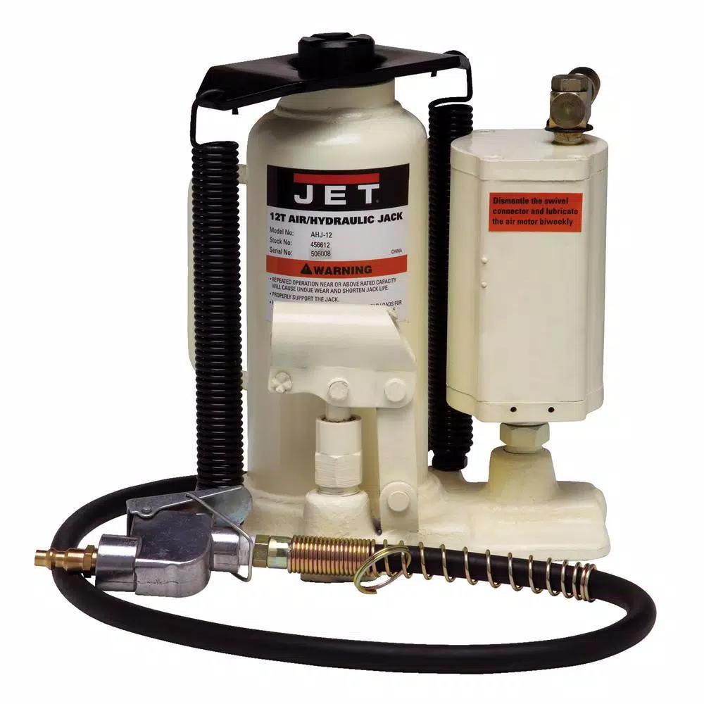 JET AHJ-12 12-Ton Air/Hydraulic Bottle Jack with Heavy-Duty Carrying Case