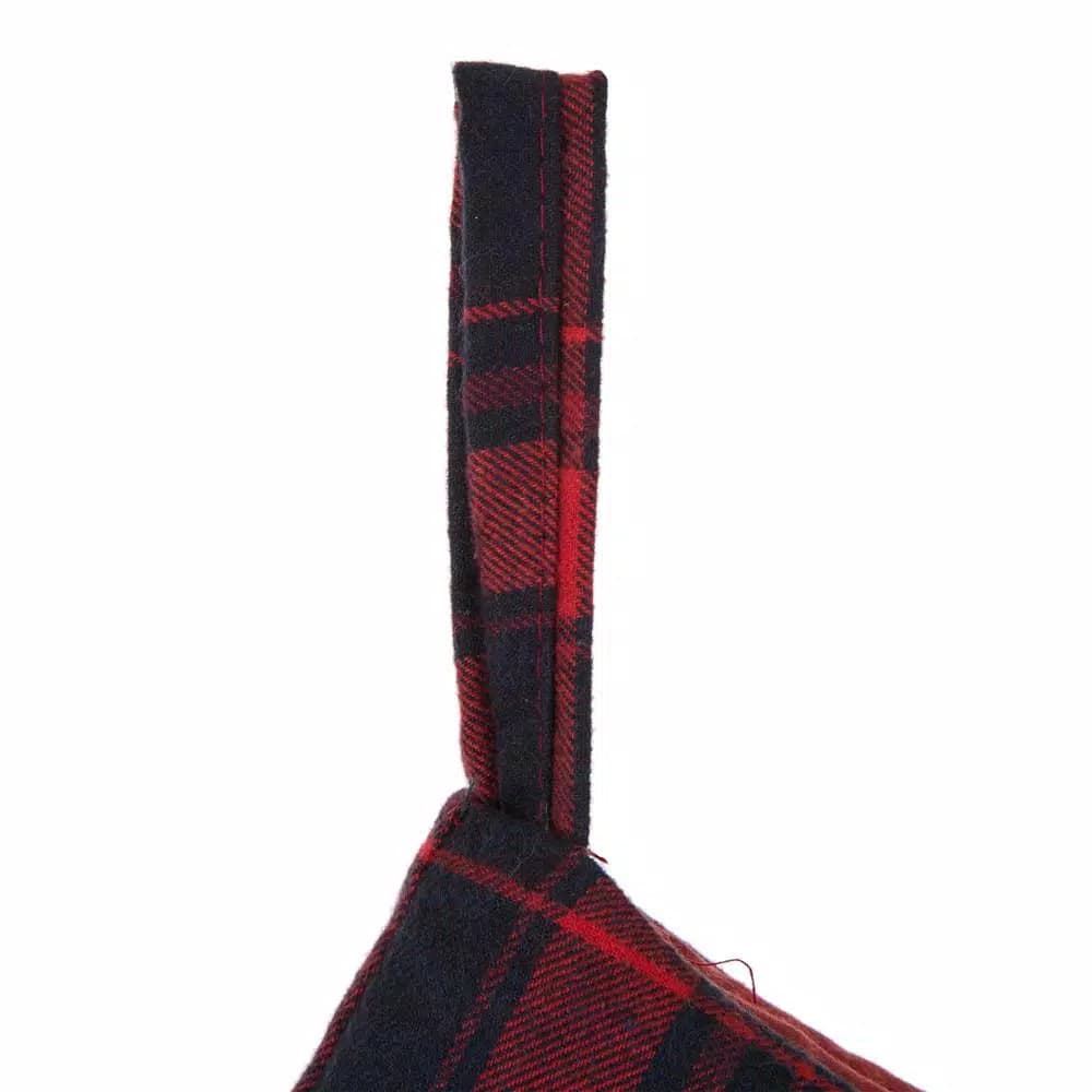 Glitzhome 19 in. Plush Christmas Stocking with Red and Green Plaid Cuff