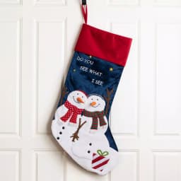 Glitzhome 36 in. Polyester Velvet 3D Oversized Snowman Christmas Stocking with Gold Stars thumbnail 5