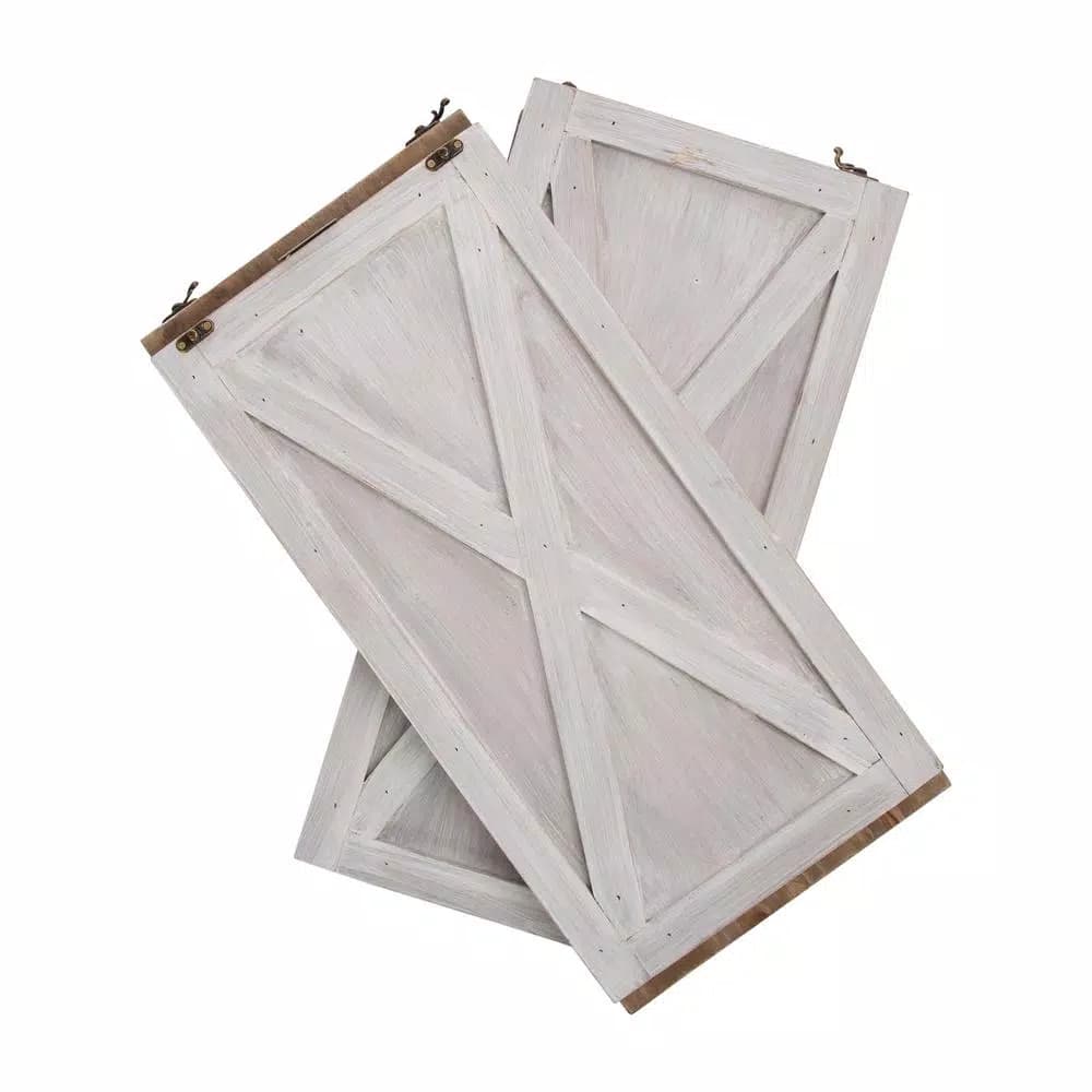 Glitzhome 22.09 in. Washed White Wooden Tree Collar - Rustic Farmhouse Christmas Tree Box