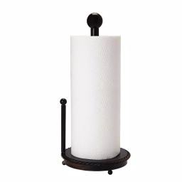 Gourmet Basics by Mikasa Mikasa Gourmet Basics 14 in. Rope Design Wrought Iron Paper Towel Holder, Black thumbnail 1