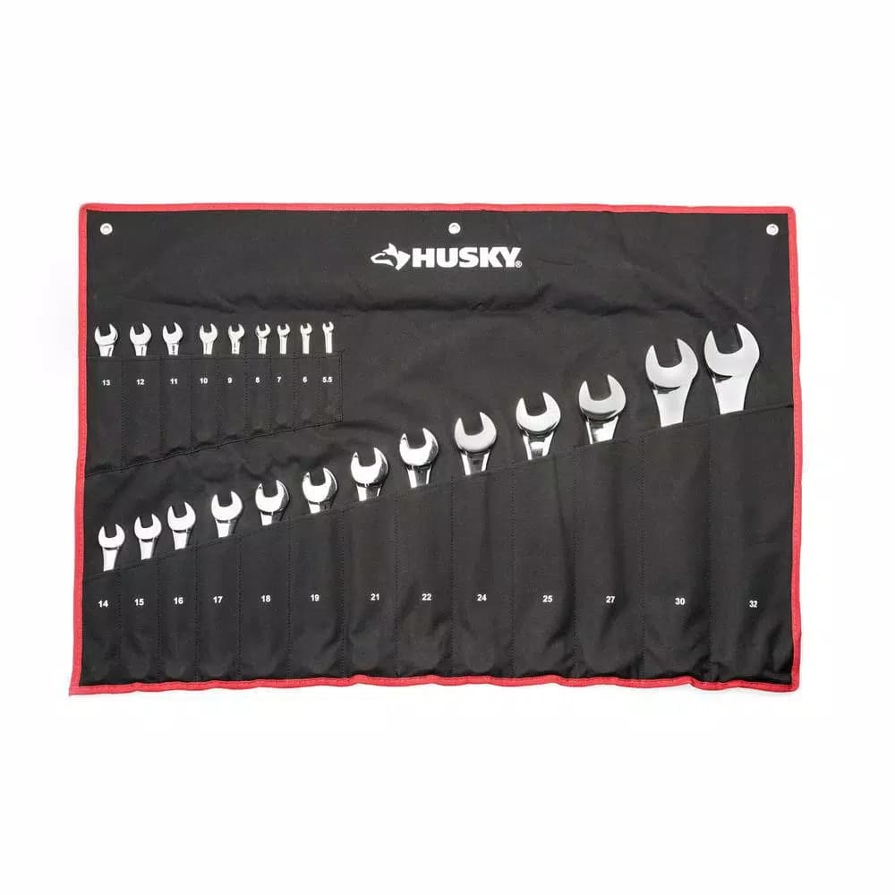 Husky 41-Piece Metric and SAE Combination Wrench Set, Extra-Large Industrial Sizes