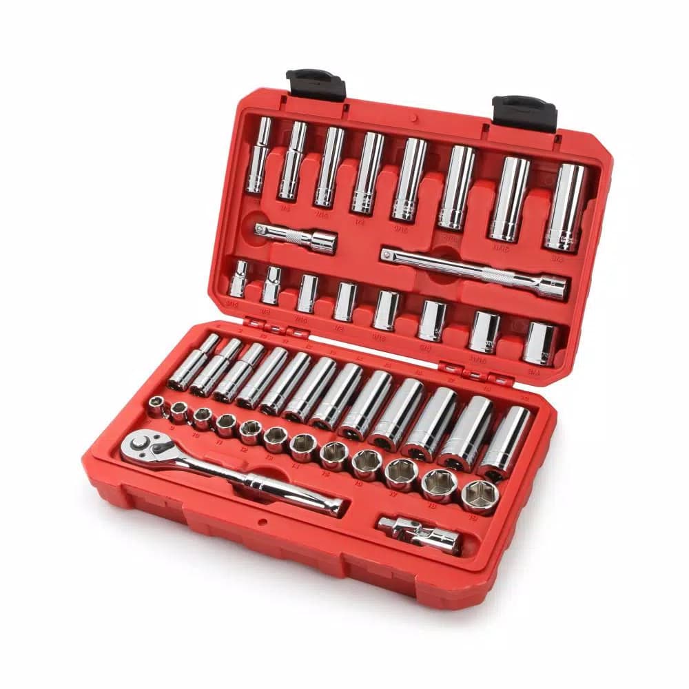 TEKTON 45-Piece 3/8 in. Drive Socket Set, 5/16-3/4 in. and 8-19 mm SAE/Metric