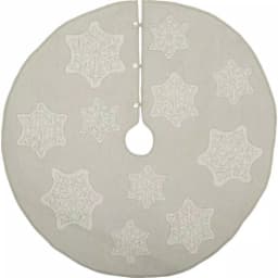 VHC Brands Ingrid 48 in. Ash Grey Farmhouse Christmas Tree Skirt with Appliqued Snowflakes thumbnail 1