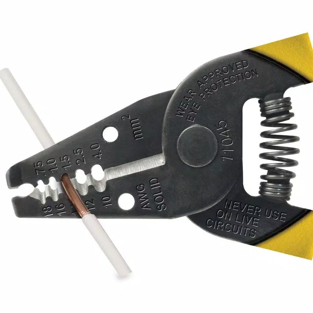 Klein Tools 6-1/4 in. Wire Stripper and Cutter for 10-18 AWG Solid Wire, Hardened Steel