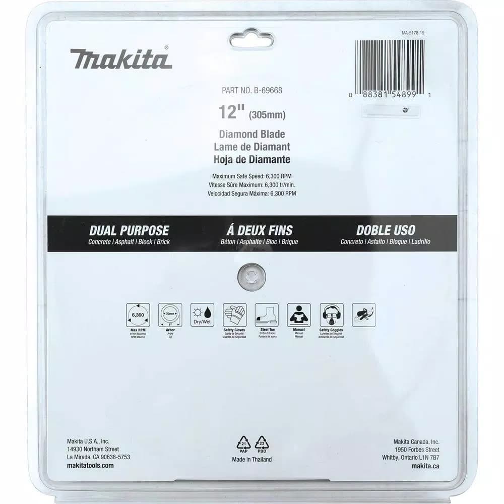 Makita 12 in. Segmented Rim Dual Purpose Diamond Blade for Concrete and Asphalt