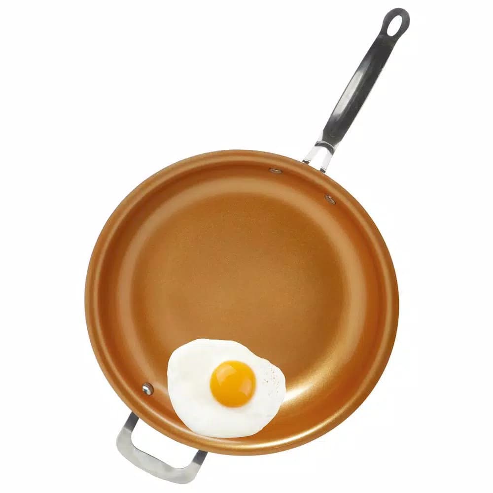 Unbranded Kitchen Details 12 in. Aluminum Nonstick Copper Frying Pan with Induction Bottom