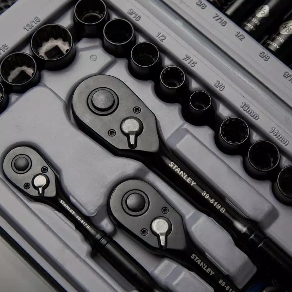 STANLEY 201-Piece Mechanics Tool Set with Black Chrome Finish