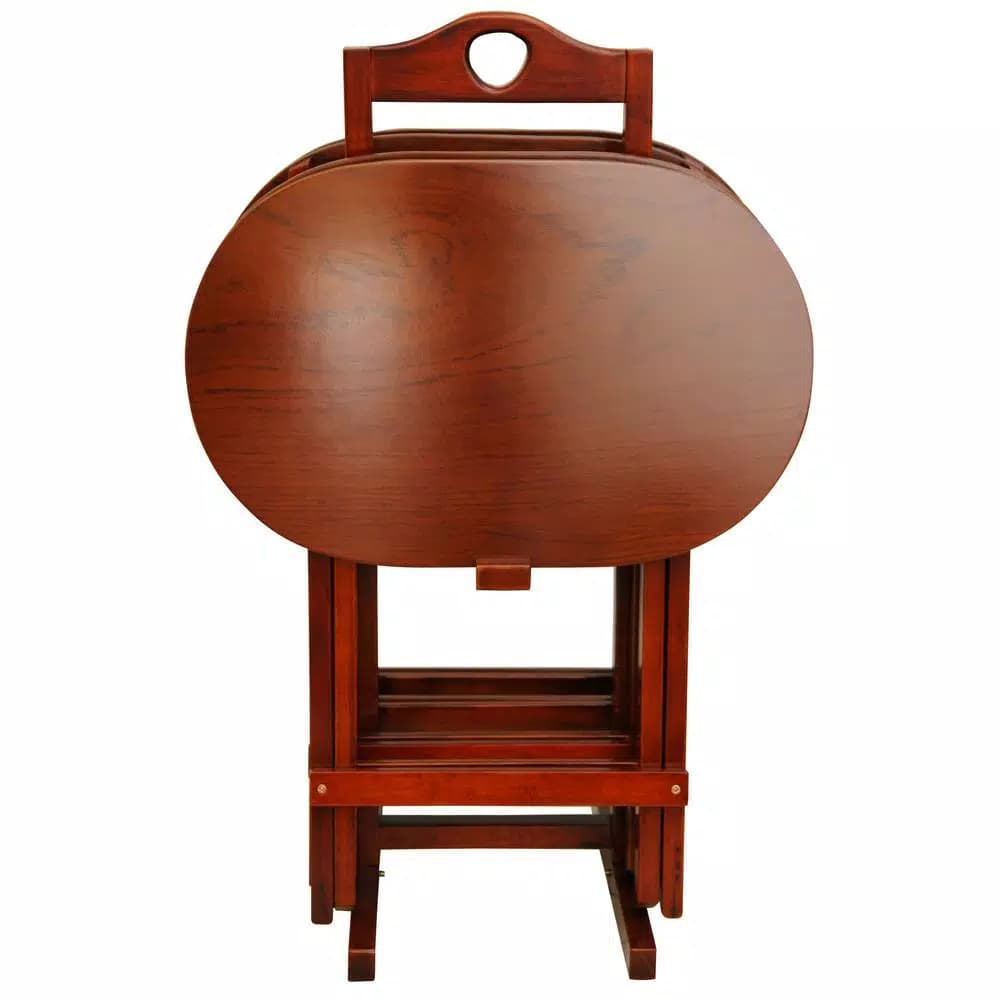 Oriental Furniture Rosewood TV Tray Set, Honey Finish, 4-Pack