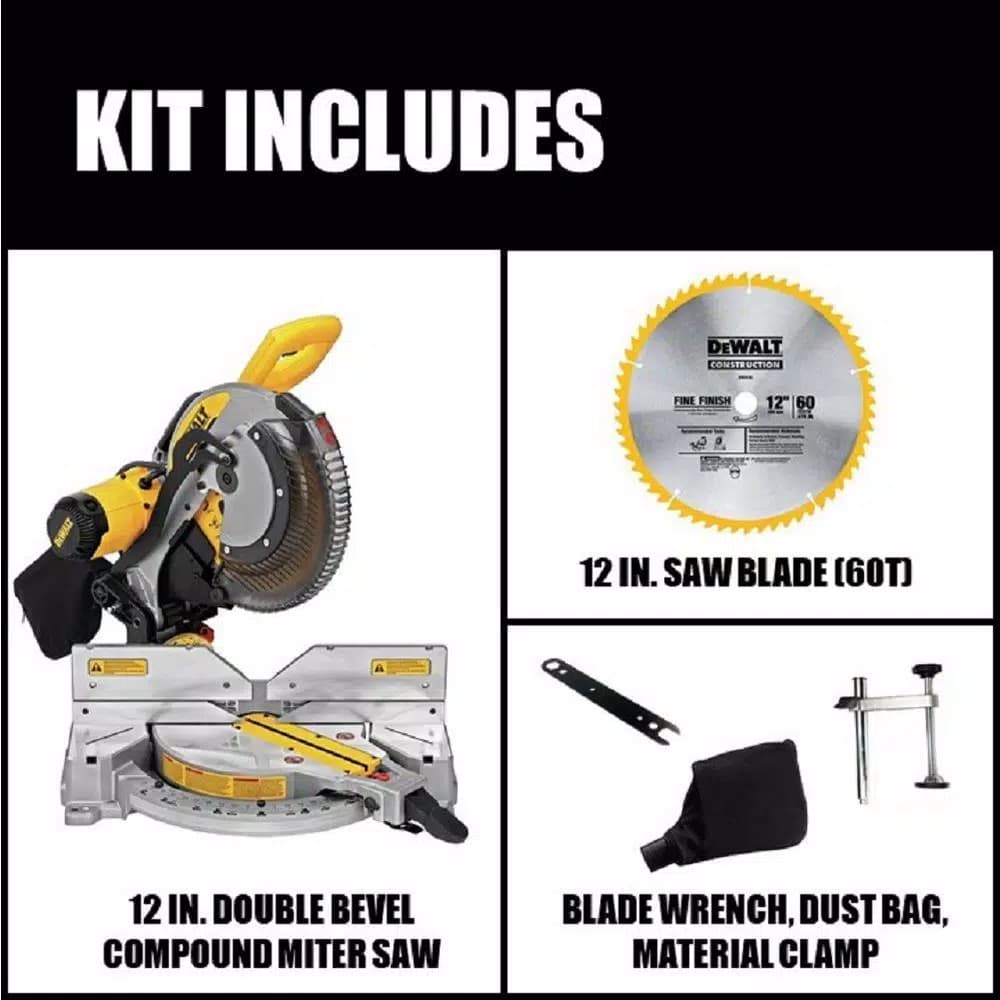 DEWALT 12 in. Double-Bevel Compound Miter Saw, 15 Amp, Corded