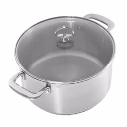 Chantal Induction 21 Steel 6 Qt. Round Stainless Steel Casserole Dish with Glass Lid, Brushed Stainless Steel thumbnail 1