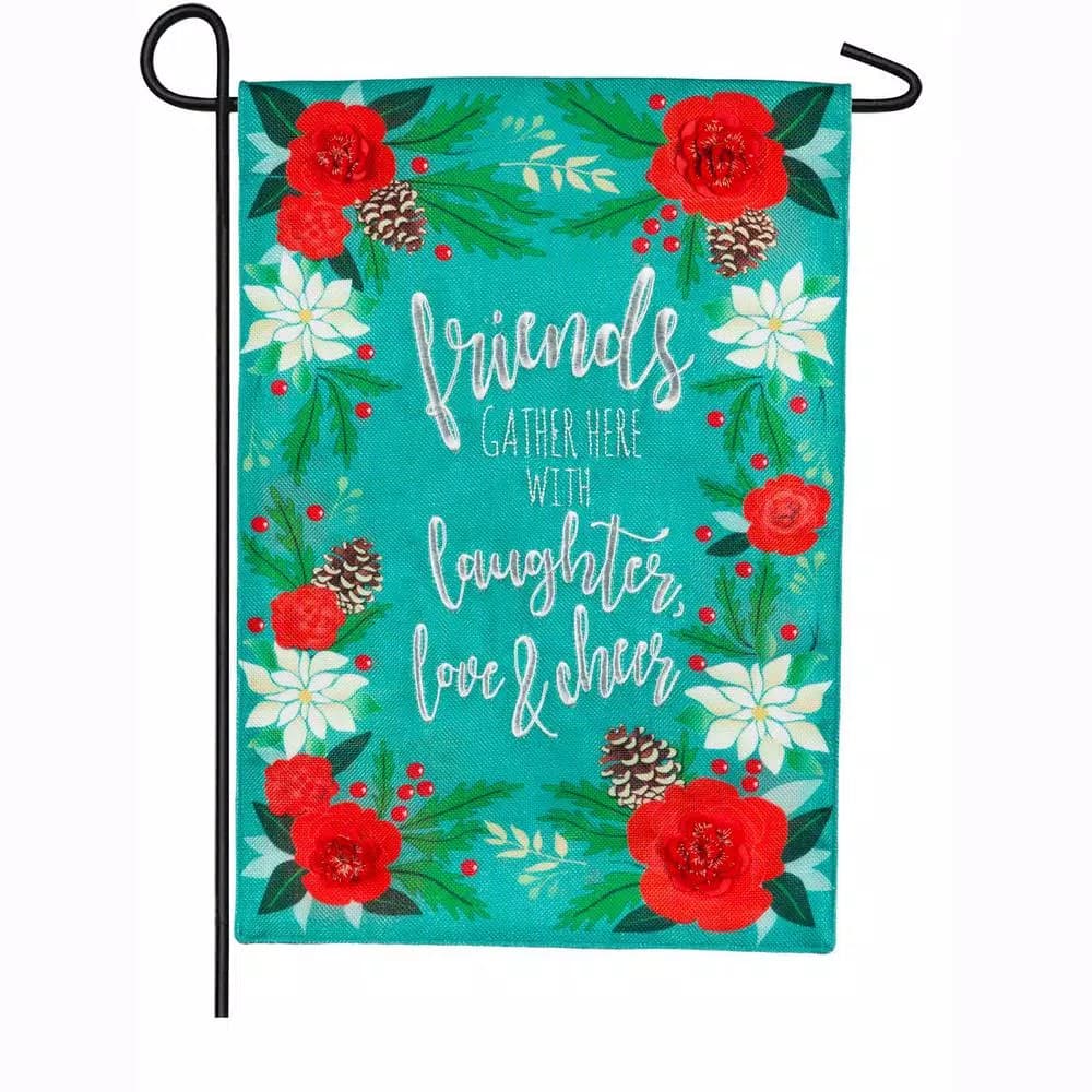 Evergreen Laughter Love and Cheer Christmas Garden Burlap Flag, 18 x 12.5 in.