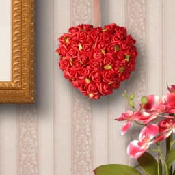 National Tree Company 7 in. Red Rose Heart Fabric Flower Wreath Decoration thumbnail 4