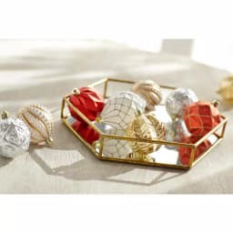 Titan Lighting Gold Mirrored Hexagonal Decorative Trays, Set of 2, Metal Transitional Style thumbnail 5