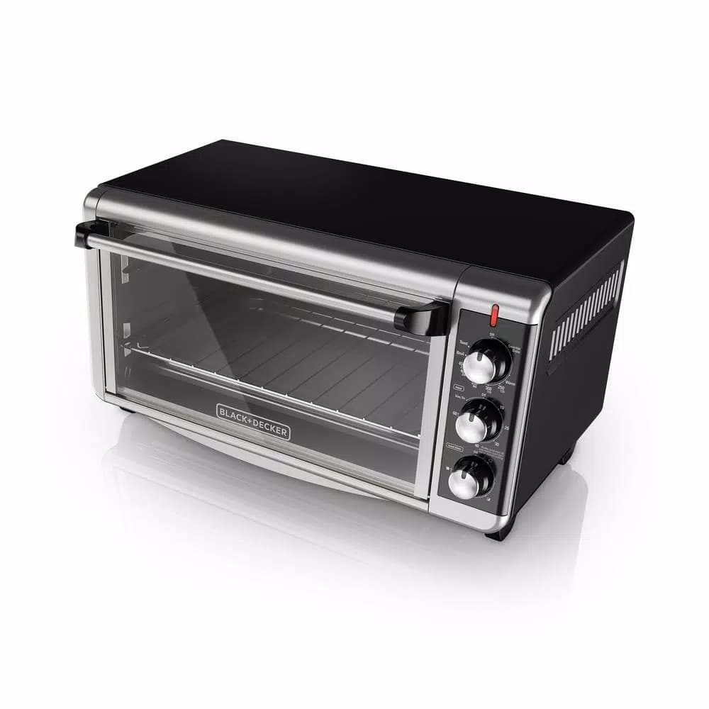 BLACK+DECKER 1500W 8-Slice Stainless Steel Convection Toaster Oven with Broiler