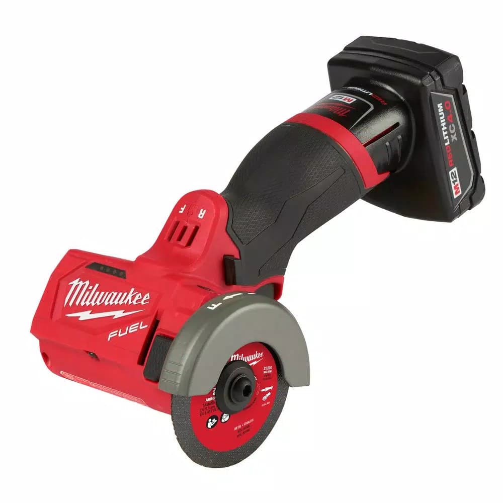 Milwaukee M12 FUEL 12V Brushless 3 in. Cordless Cut Off Saw Kit with 4.0 Ah Battery, Charger, and Bag