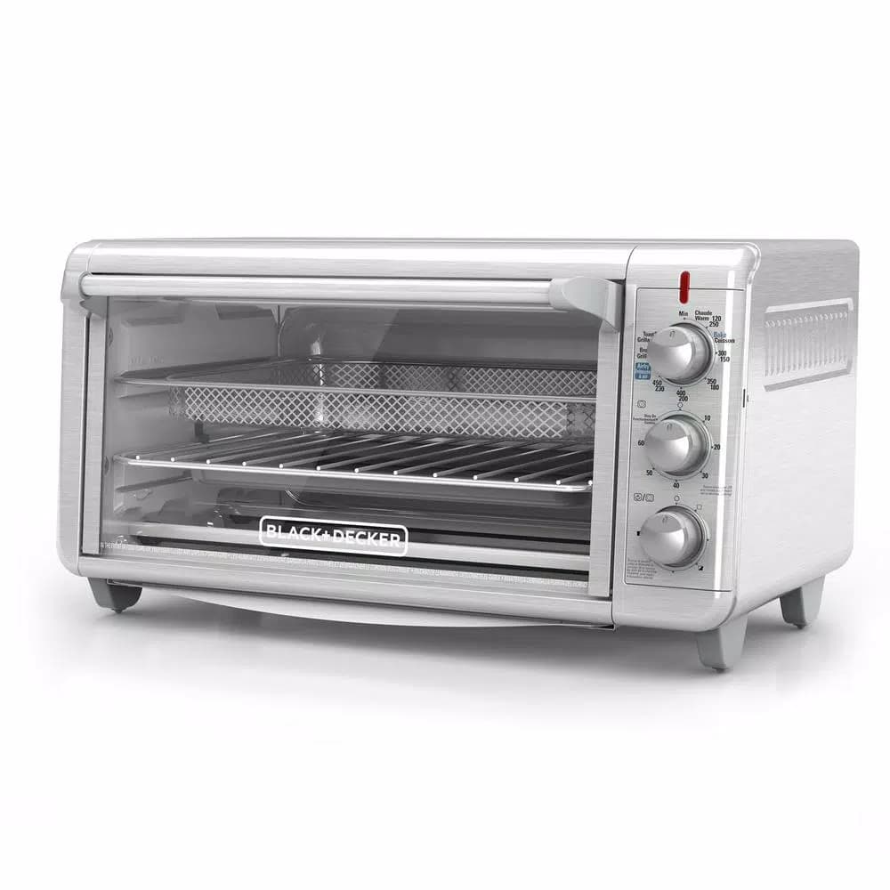 BLACK+DECKER 1500W Extra Wide Crisp 'N Bake Air Fry Toaster Oven, 8-Slice, Stainless Steel