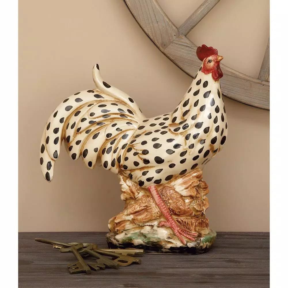 LITTON LANE 14 in. Colorful Rooster Decorative Ceramic Figurine - Farmhouse Style